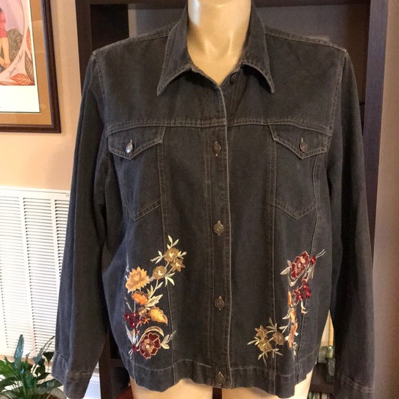 Coldwater Creek Jackets & Blazers - Coldwater Creek Embroidered Denim Jacket 2X